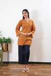 Peplum cotton short kurti - Orange