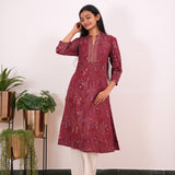 Maroon mandarin anarkali kurti