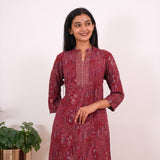 Maroon mandarin anarkali kurti