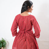 Peplum cotton short kurti - Red