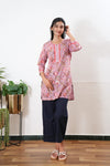 Round neck cotton short kurti - Orchid