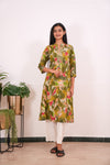 Grass green mandarin anarkali kurti