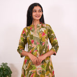 Grass green mandarin anarkali kurti
