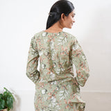 Round neck cotton short kurti - Pastel green