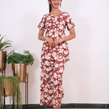 Brick red cotton sleep wear