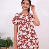 Brick red cotton sleep wear