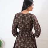 Chocolate brown v neck cotton co-ords set