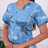 Blue hisbiscus cotton sleep wear