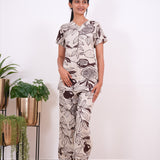 White and brown cotton sleep wear