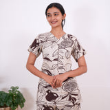 White and brown cotton sleep wear