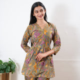 Mustard v neck cotton co-ords set