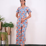 White and blue cotton sleep wear