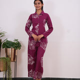 Burgundy cotton night suit