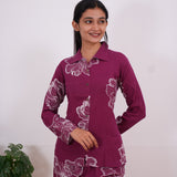 Burgundy cotton night suit