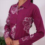 Burgundy cotton night suit