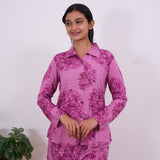 Mauve floral cotton night suit