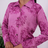 Mauve floral cotton night suit