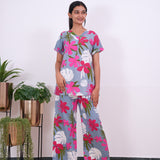 Powder blue floral sleep wear