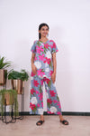 Powder blue floral sleep wear