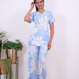Light blue floral sleep wear