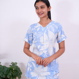 Light blue floral sleep wear