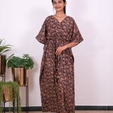 Dark maroon hand block cotton kaftan