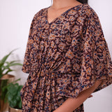 Dark maroon hand block cotton kaftan