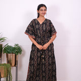 Black geometric cotton kaftan