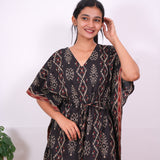 Black geometric cotton kaftan
