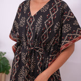 Black geometric cotton kaftan