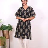 Black cotton short kaftan
