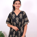 Black cotton short kaftan