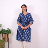 Indigo cotton short kaftan