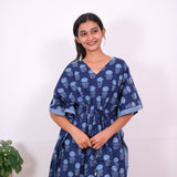Indigo cotton short kaftan
