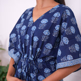 Indigo cotton short kaftan