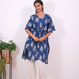 Ink blue cotton short kaftan