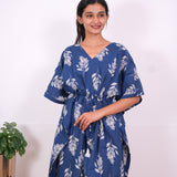 Ink blue cotton short kaftan