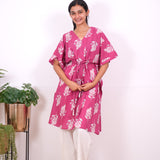 Mauve cotton short kaftan