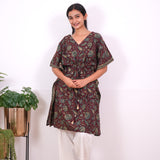 Burgundy cotton short kaftan