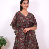 Burgundy cotton short kaftan