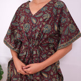 Burgundy cotton short kaftan