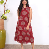 Maroon bloom cotton shirt dress
