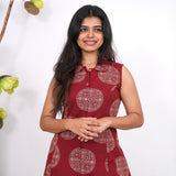 Maroon bloom cotton shirt dress