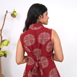 Maroon bloom cotton shirt dress