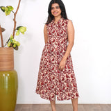 Maroon paisley cotton shirt dress