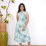 Turquoise cotton shirt dress