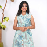 Turquoise cotton shirt dress