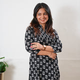 Pintex cotton short kurti - Black roses