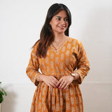 Peplum cotton short kurti - Turmeric