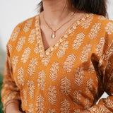 Peplum cotton short kurti - Turmeric